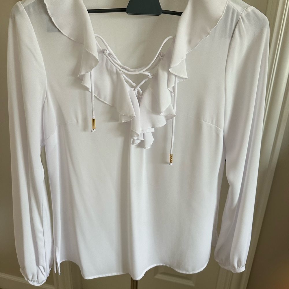 Elegant White Ruffle Blouse